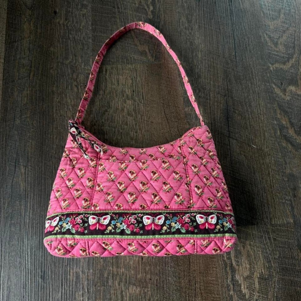 Vera Bradley Pink Quilted Butterfly Trim Shoulder Bag